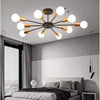 Modern 10 Light Circular Electroplated LED Flush Mount Ceiling Light Fixture in Black Finish