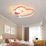 Modern Heart Shaped LED Ceiling Light Dimmable Flush Mount Fixture for Kids Bedroom and Nursery