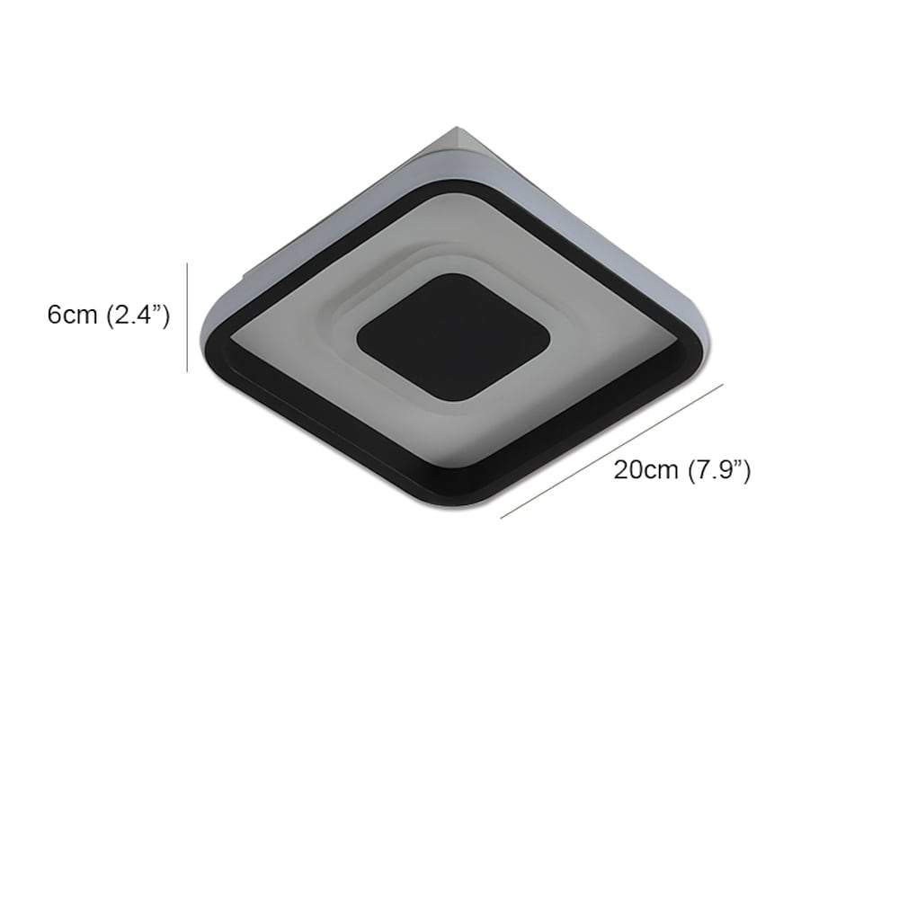 Modern Black Dual Square LED Flush Mount Ceiling Light for Hallway and Kitchen