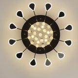 Modern Flower Petal Dimmable LED Crystal Flush Mount Ceiling Lamp