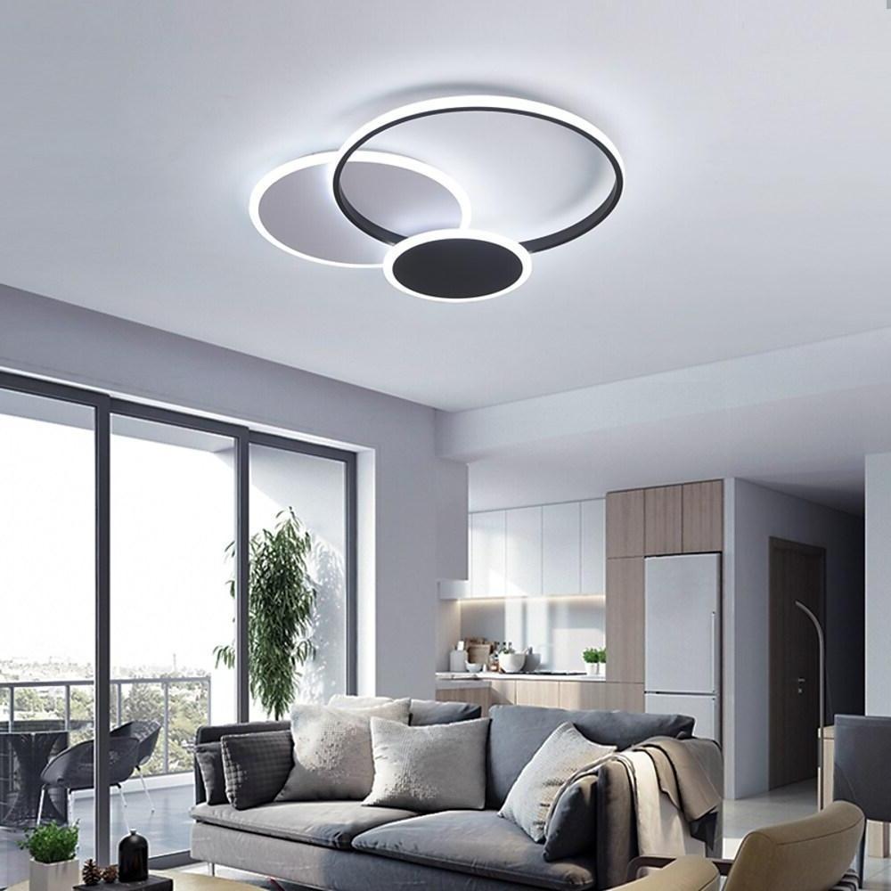 Modern Geometric Triple Circle LED Flush Mount Light for Bedroom