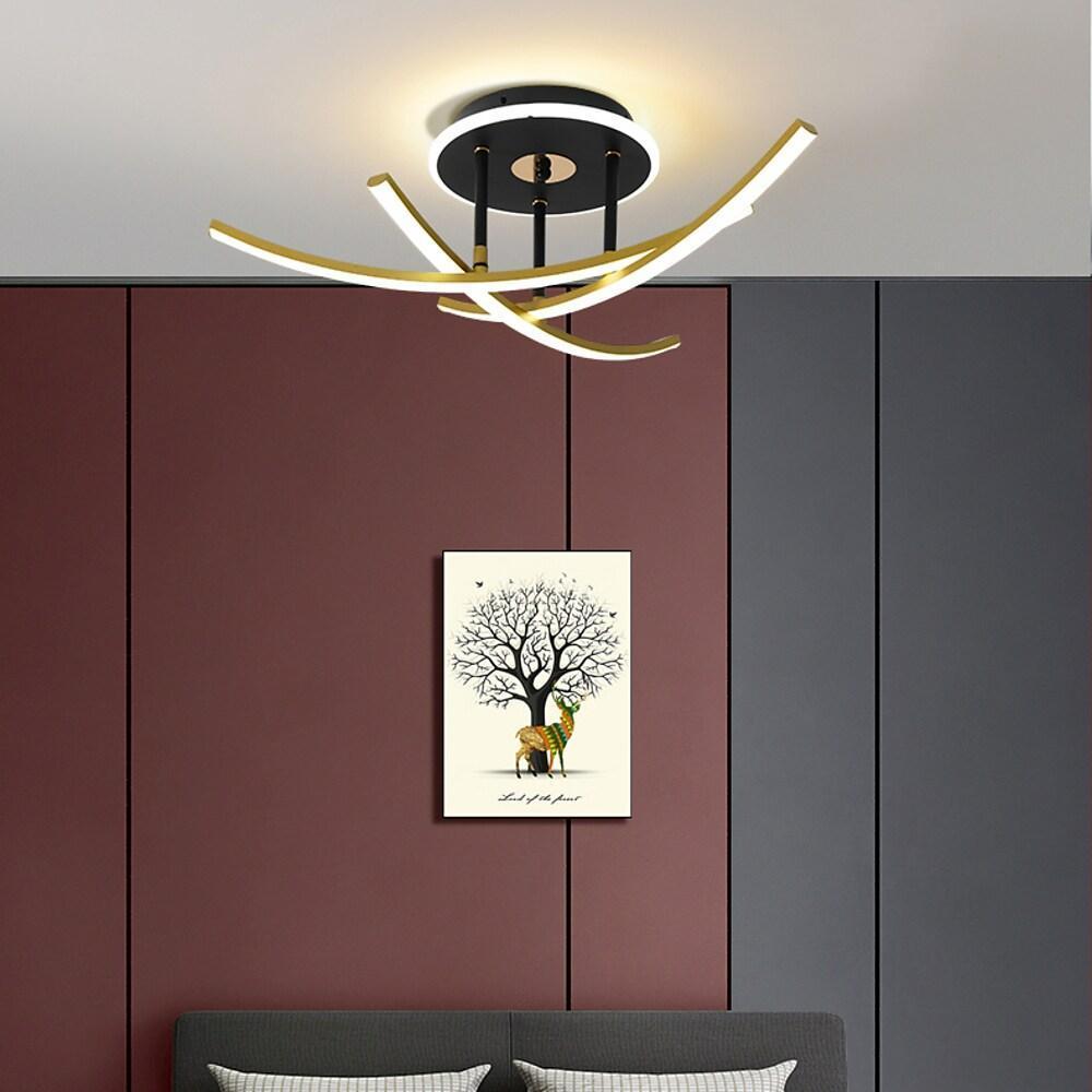 Modern Nordic Geometric LED Flush Mount Ceiling Light Dimmable Sputnik Fixture in Gold