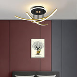 Modern Nordic Geometric LED Flush Mount Ceiling Light Dimmable Sputnik Fixture in Gold