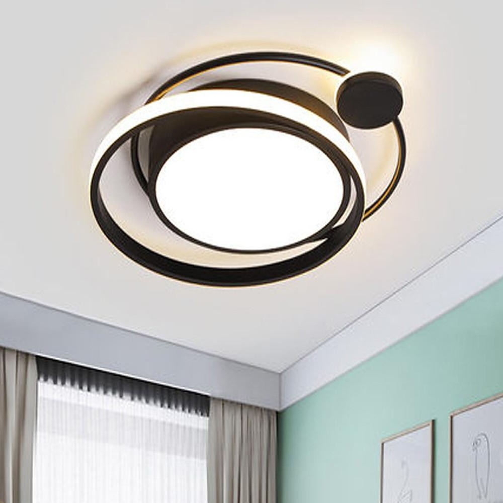 Modern Dimmable Double Circle Geometric LED Flush Mount Ceiling Light for Bedroom Living Room