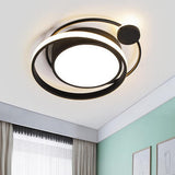 Modern Dimmable Double Circle Geometric LED Flush Mount Ceiling Light for Bedroom Living Room