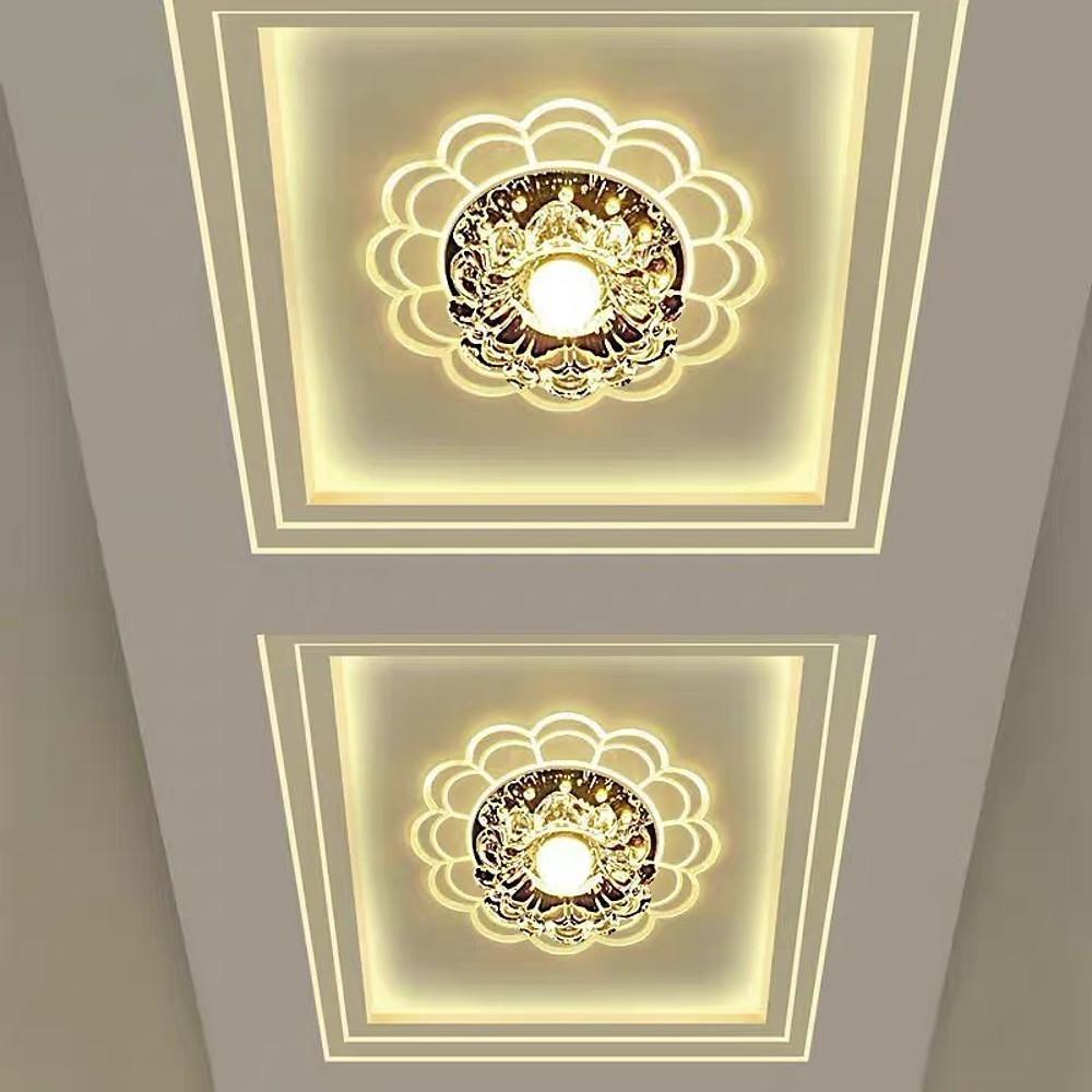 Modern Crystal Flower LED Flush Mount Ceiling Light for Entryway Kids Room and Hallway