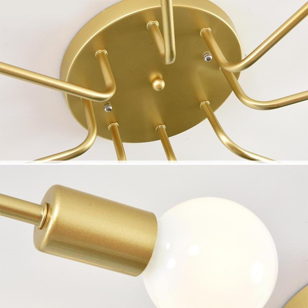 Modern 6 Light Metal Flower Shaped Flush Mount Ceiling Light for Living Room and Bedroom