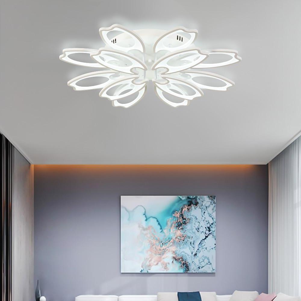 Modern Flower Petal LED Flush Mount Ceiling Light Dimmable White Petal Design Fixture