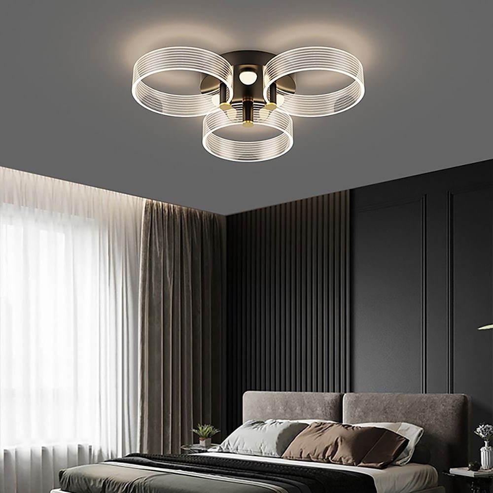 Modern Geometric Circles LED Flush Mount Ceiling Light for Contemporary Living Room