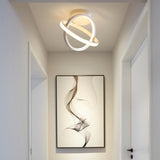 Modern Geometric Interlocking Ring LED Ceiling Light Black Flush Mount Fixture for Bedroom