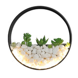 Landscape Decorative Round LED Outdoor Wall Sconce with Artificial Plants and Stones 18W