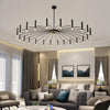 Large 24 Light Black Sputnik Chandelier Modern Round LED Pendant Ceiling Fixture for Dining Room 63 Inch