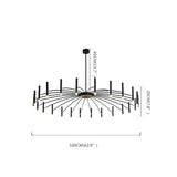Large 24 Light Black Sputnik Chandelier Modern Round LED Pendant Ceiling Fixture for Dining Room 63 Inch