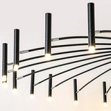 Large 24 Light Black Sputnik Chandelier Modern Round LED Pendant Ceiling Fixture for Dining Room 63 Inch