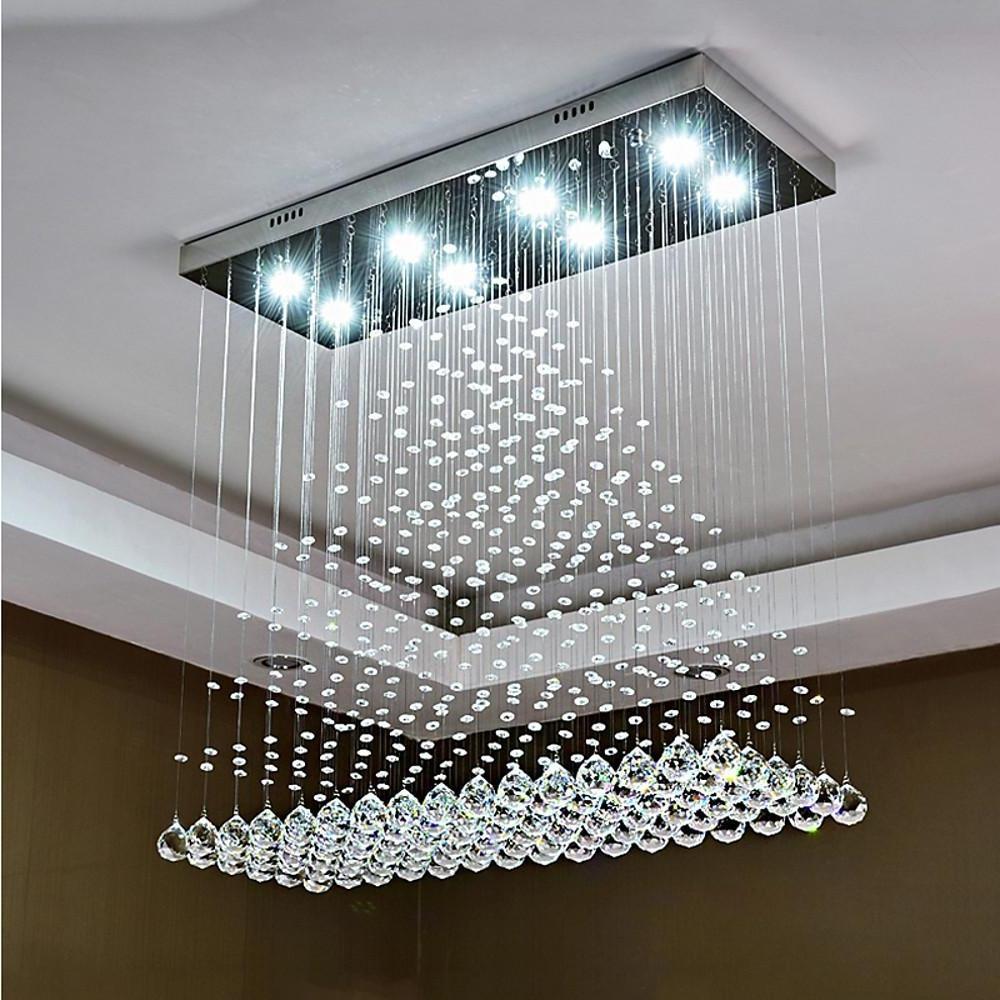 Large 5 Tier Crystal Chandelier Modern Hanging Pendant Ceiling Light Fixture for Living Room