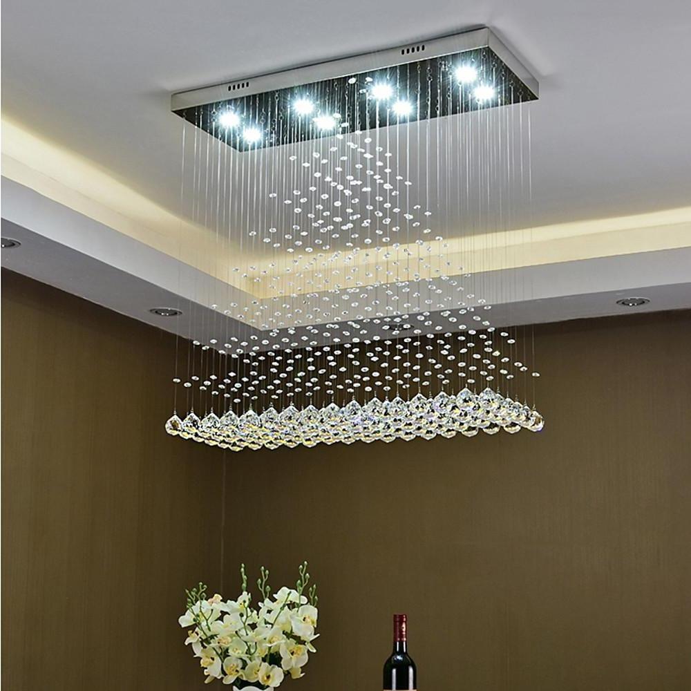 Large 5 Tier Crystal Chandelier Modern Hanging Pendant Ceiling Light Fixture for Living Room