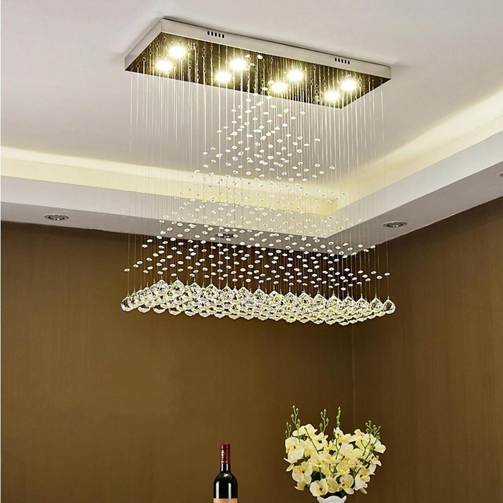Large 5 Tier Crystal Chandelier Modern Hanging Pendant Ceiling Light Fixture for Living Room