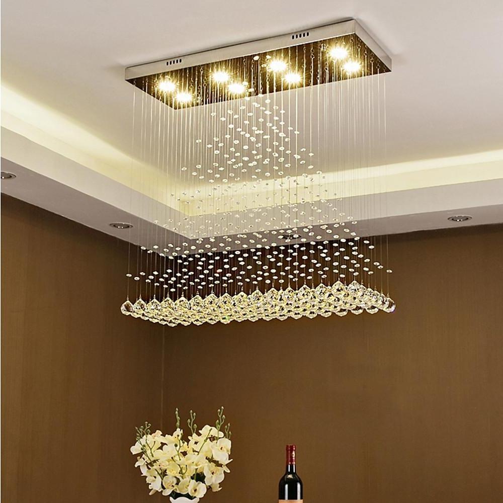 Large 5 Tier Crystal Chandelier Modern Hanging Pendant Ceiling Light Fixture for Living Room