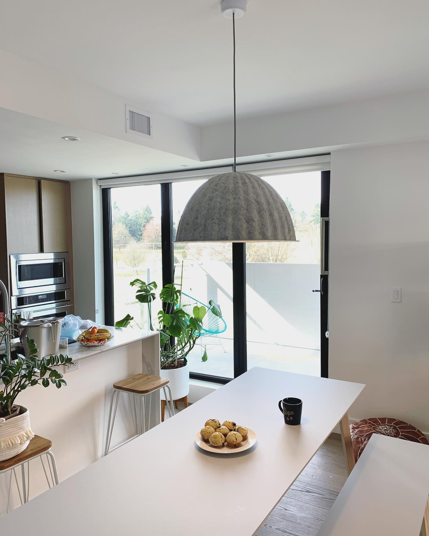 Large Acoustic Felt Dome Pendant Light Recycled Plastic Modern Hanging Ceiling Lamp