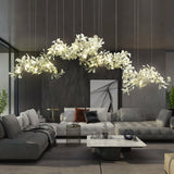 Large Ceramic Gingko Leaf Chandelier Modern Porcelain Petal Pendant Light for Grand Spaces