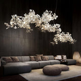 Large Ceramic Gingko Leaf Chandelier Modern Porcelain Petal Pendant Light for Grand Spaces