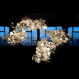 Large Ceramic Gingko Leaf Chandelier Modern Porcelain Petal Pendant Light for Grand Spaces