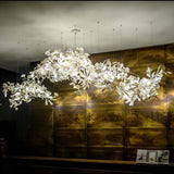Large Ceramic Gingko Leaf Chandelier Modern Porcelain Petal Pendant Light for Grand Spaces