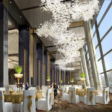 Large Ceramic Gingko Leaf Chandelier Modern Porcelain Petal Pendant Light for Grand Spaces