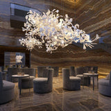 Large Ceramic Gingko Leaf Chandelier Modern Porcelain Petal Pendant Light for Grand Spaces
