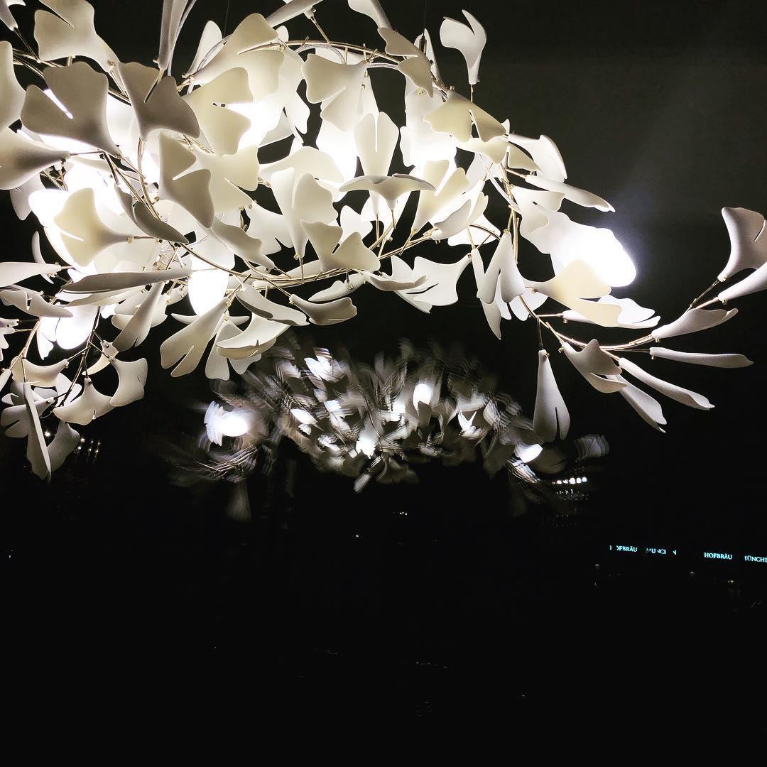 Large Ceramic Gingko Leaf Chandelier Modern Porcelain Petal Pendant Light for Grand Spaces