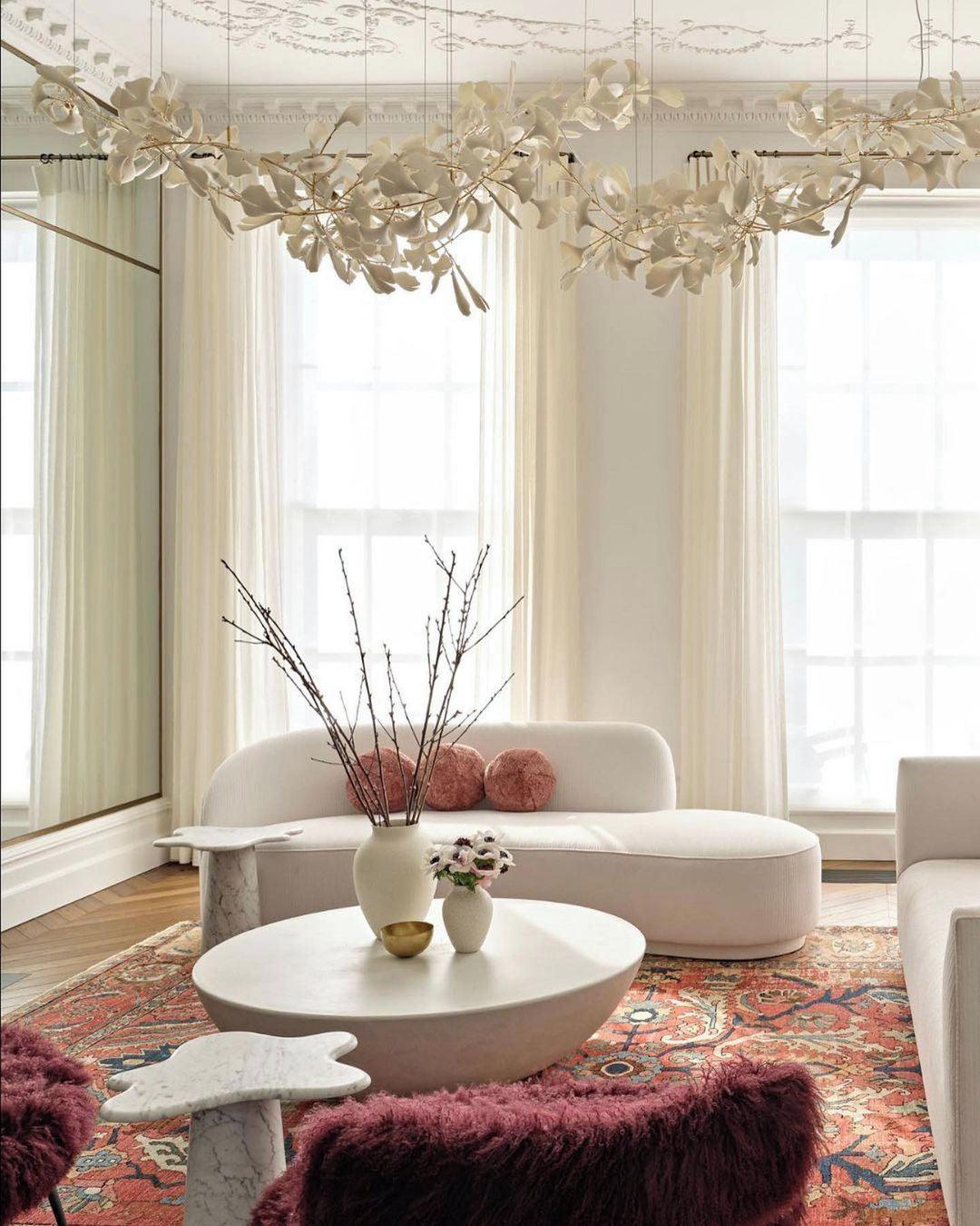 Large Ceramic Gingko Leaf Chandelier Modern Porcelain Petal Pendant Light for Grand Spaces