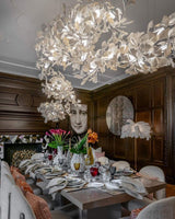 Large Ceramic Gingko Leaf Chandelier Modern Porcelain Petal Pendant Light for Grand Spaces