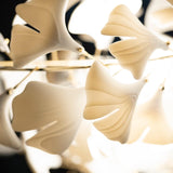 Large Ceramic Gingko Leaf Chandelier Modern Porcelain Petal Pendant Light for Grand Spaces