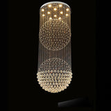 Large Double Sphere Crystal Chandelier 5 Tier Modern LED Metal Hanging Light