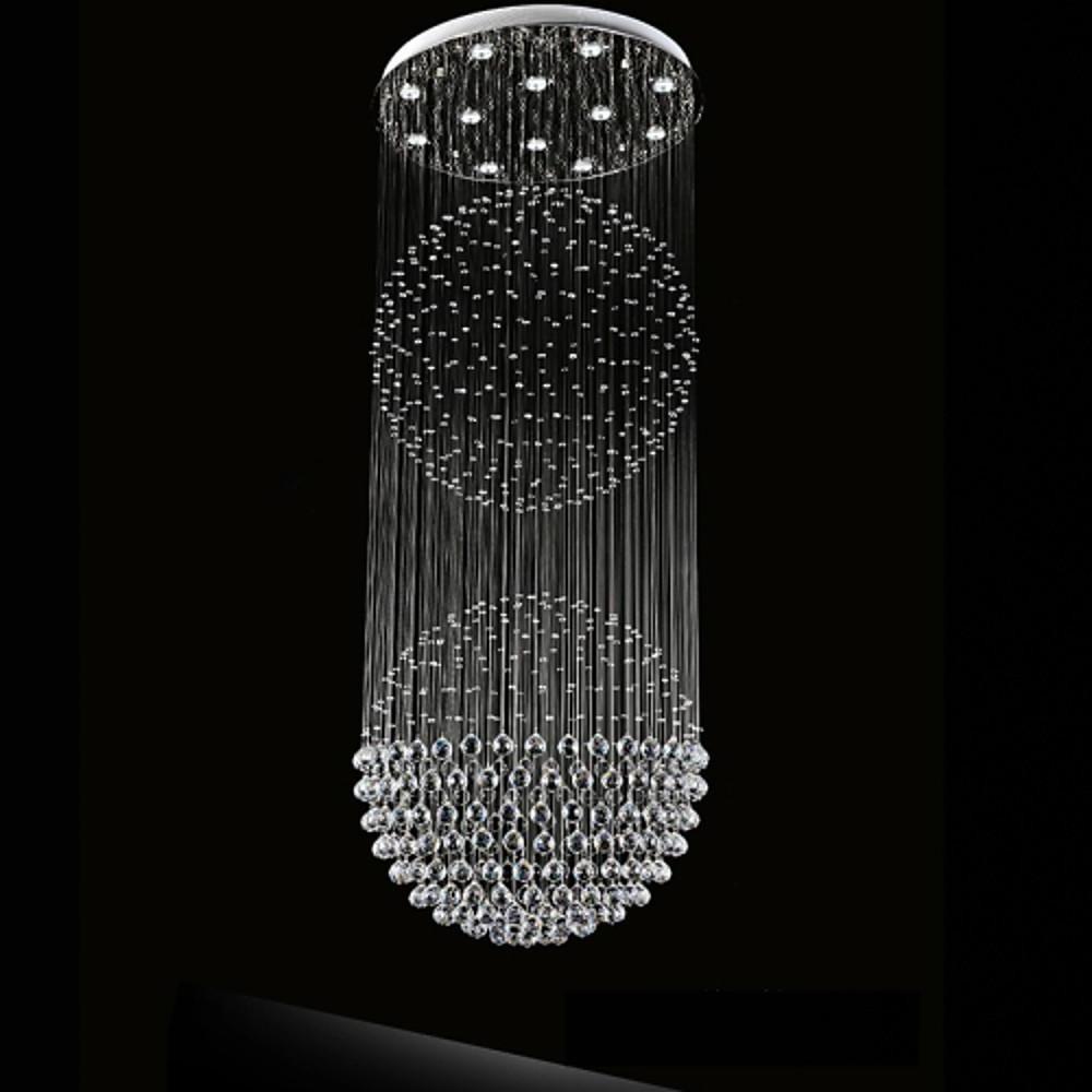 Large Double Sphere Crystal Chandelier 5 Tier Modern LED Metal Hanging Light