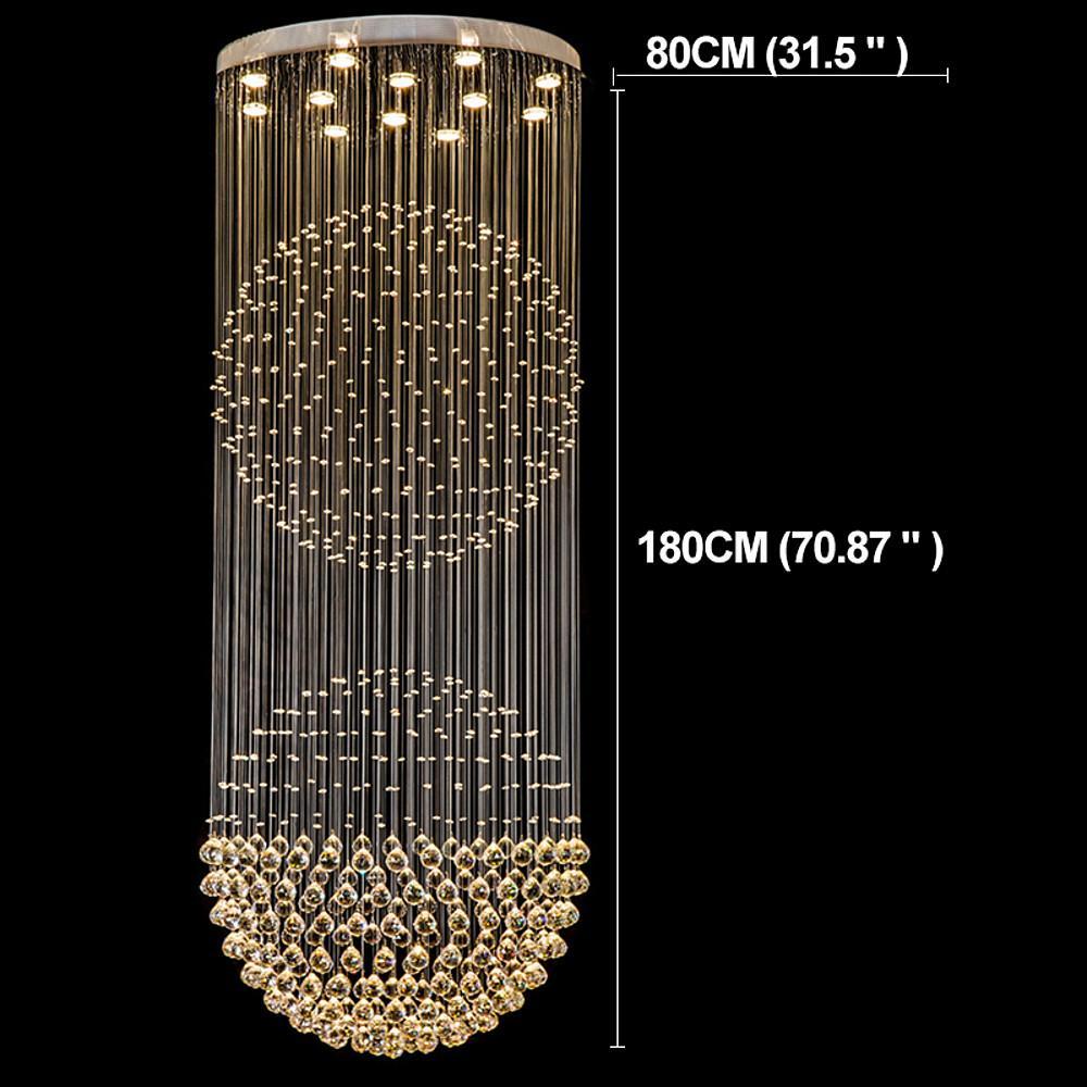 Large Double Sphere Crystal Chandelier 5 Tier Modern LED Metal Hanging Light