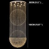 Large Double Sphere Crystal Chandelier 5 Tier Modern LED Metal Hanging Light