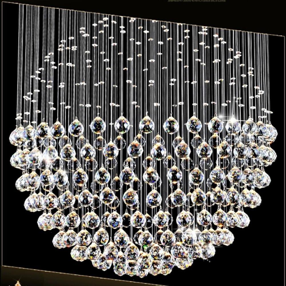 Large Double Sphere Crystal Chandelier 5 Tier Modern LED Metal Hanging Light