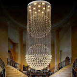 Large Double Sphere Crystal Chandelier 5 Tier Modern LED Metal Hanging Light