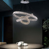 Large Modern Interwoven Circle Crystal Chandelier LED Foyer Ceiling Light with Adjustable Height