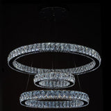 Large Modern Interwoven Circle Crystal Chandelier LED Foyer Ceiling Light with Adjustable Height