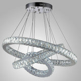 Large Modern Interwoven Circle Crystal Chandelier LED Foyer Ceiling Light with Adjustable Height