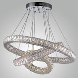 Large Modern Interwoven Circle Crystal Chandelier LED Foyer Ceiling Light with Adjustable Height