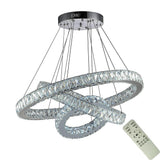 Large Modern Interwoven Circle Crystal Chandelier LED Foyer Ceiling Light with Adjustable Height