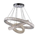Large Modern Interwoven Circle Crystal Chandelier LED Foyer Ceiling Light with Adjustable Height