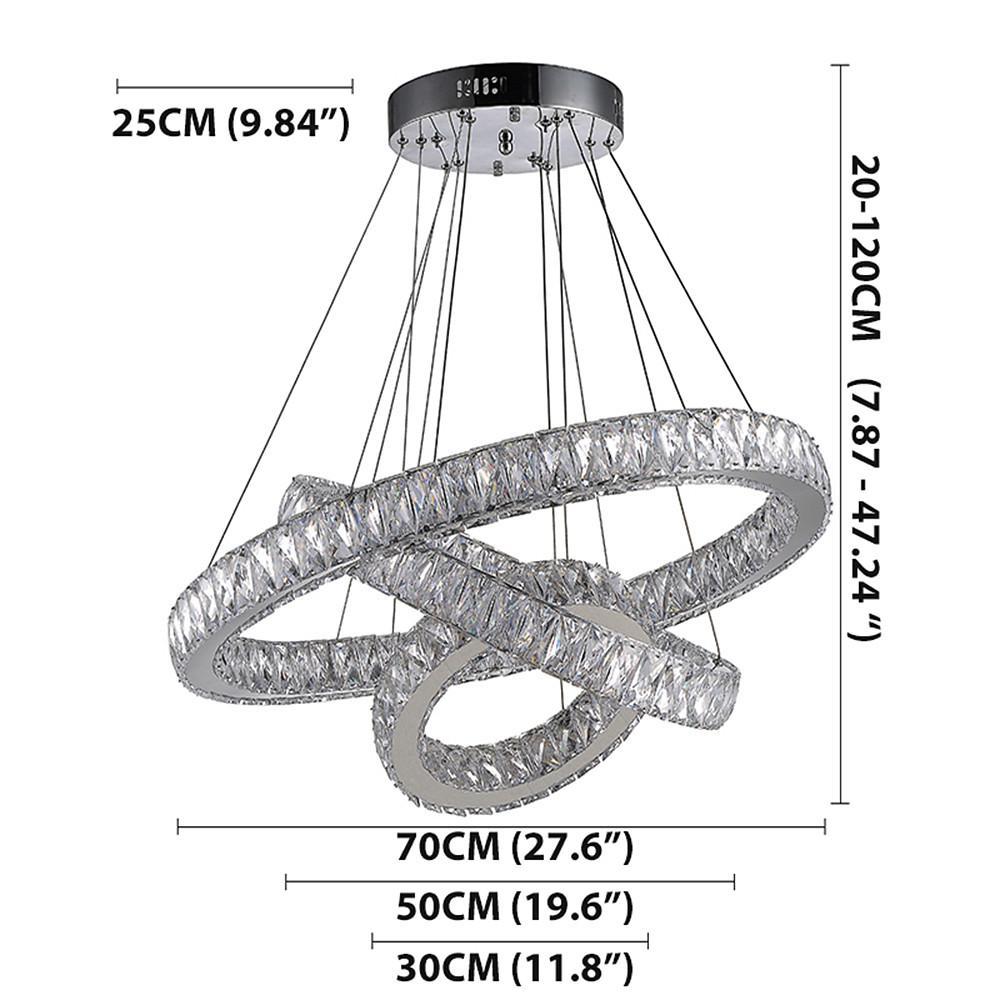 Large Modern Interwoven Circle Crystal Chandelier LED Foyer Ceiling Light with Adjustable Height