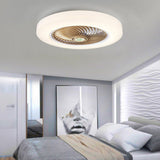 20 Inch Round Flush Mount Bladeless Ceiling Fan with Enclosed LED Light and Remote Control