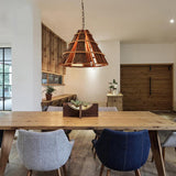 Large Rustic Farmhouse Wood Cone Pendant Light with Natural Bark Texture