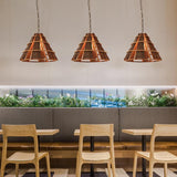 Large Rustic Farmhouse Wood Cone Pendant Light with Natural Bark Texture