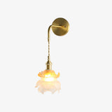 Laura Vintage Brass Wall Lamp with Matte White and Orange Distressed Glass Shade